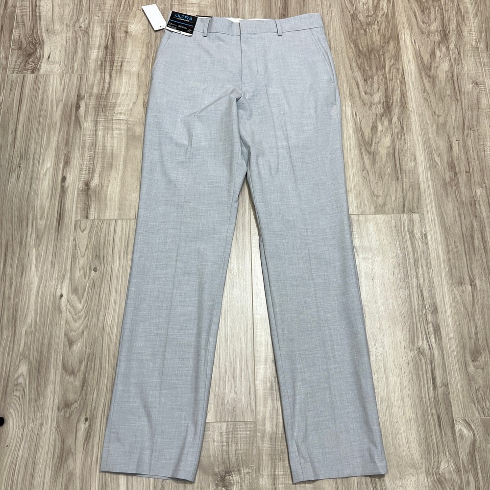 JF J.Ferrar Ultra Comfort Slim Dress Pants Men's 30x32 Gray Stretch Slacks NWT